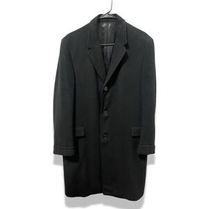 100% Cashmere Black Overcoat Mens Vintage Classic Dress Coat Wool 40R